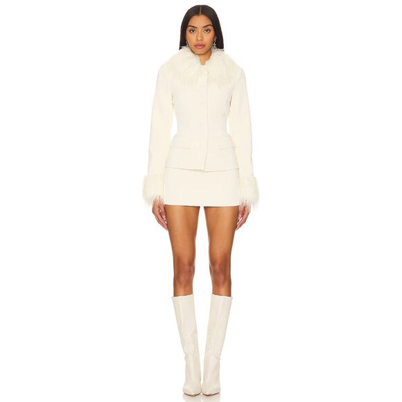 LOBA Anabella Faux Leather Jacket in Off White - Picture 2 of 4